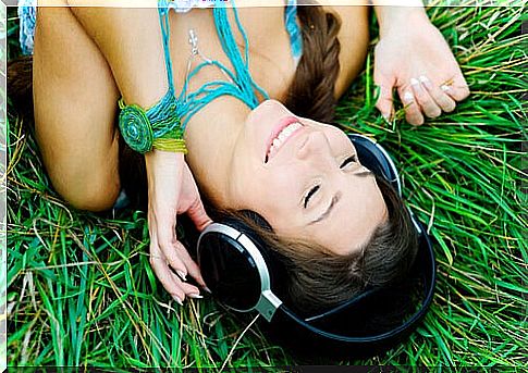 Woman listening to music