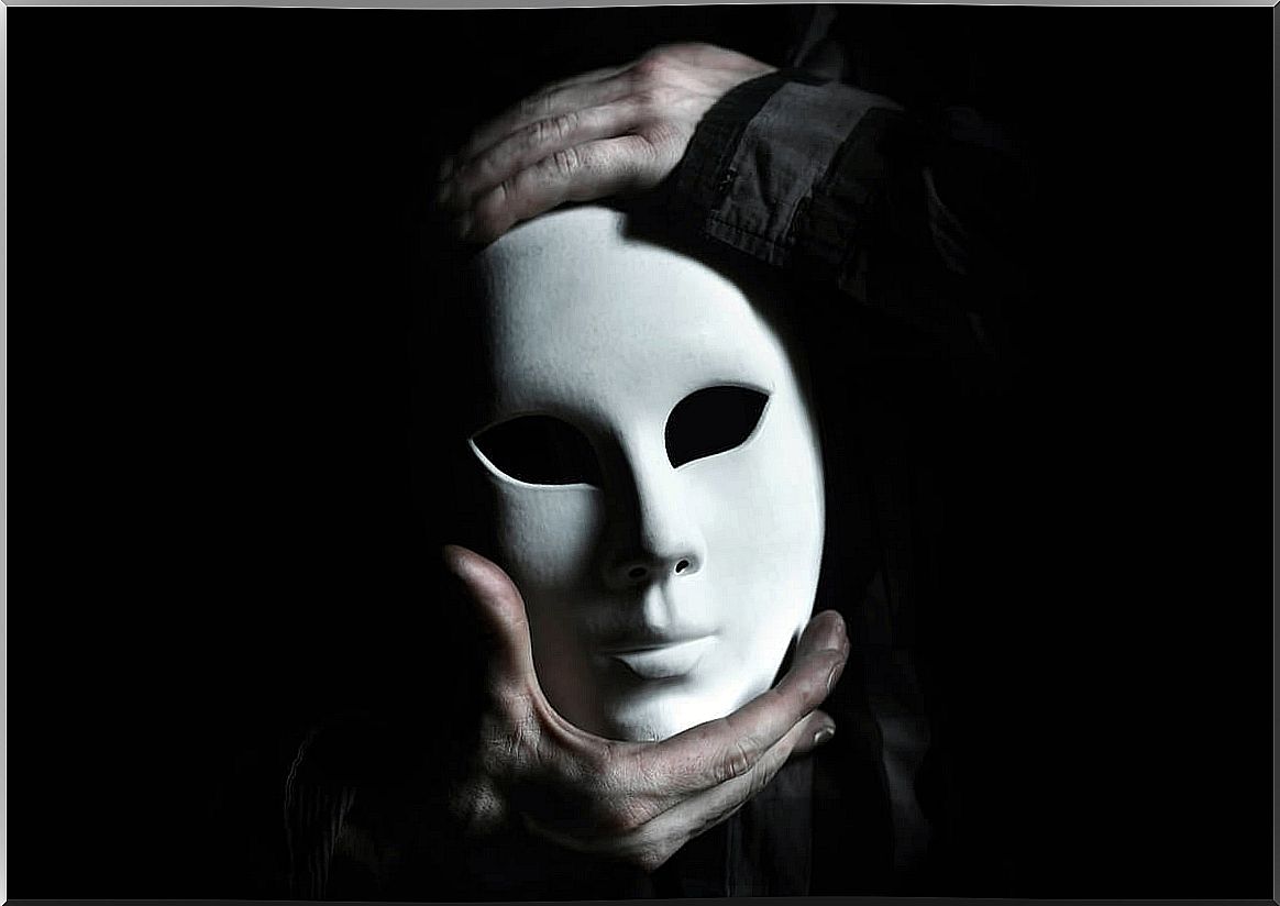 Man with white mask to represent how excessive self-esteem lowers empathy