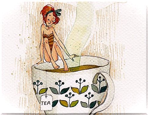 woman in a cup of tea