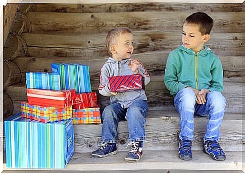 Child with christmas gifts