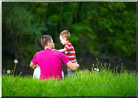 Father talking to his son