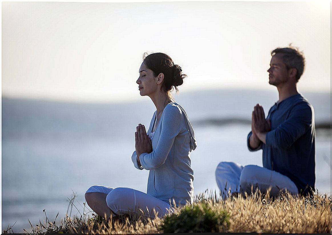 Couple doing mindfulness