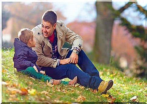 Father talking to his son