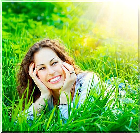 Woman smiling in the field