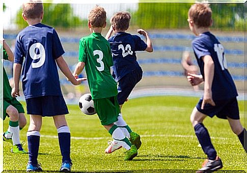 Kids playing soccer